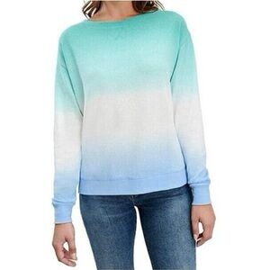 Splendid Ombré Tie Dye Waffle Knit Thermal Long Sleeve Crew Neck Sweatshirt Sz S